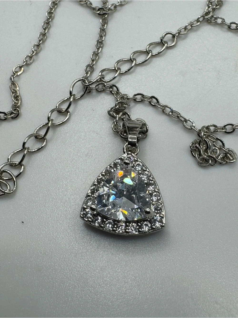 Sterling Silver and Cubic Zirconia Necklace‎ NEW